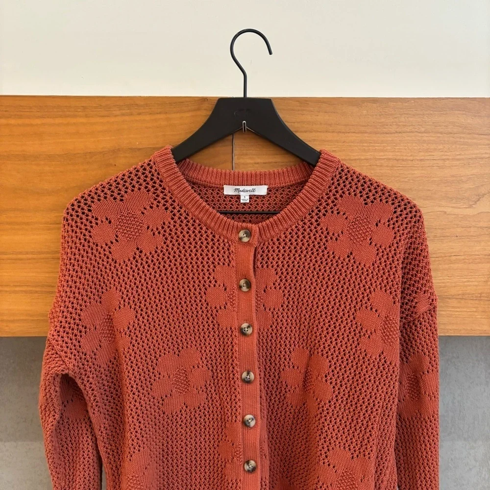 Madewell Floral Open-Stitch Cardigan, Size S - Picture 5 of 13